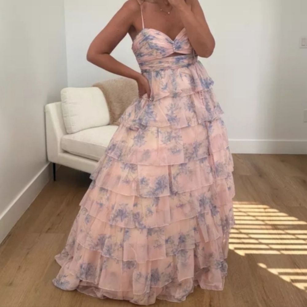 Mac Duggal Pink Floral Gown